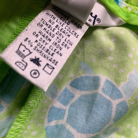 Vintage Lilly Pulitzer Pants 4 Green Turtle Print White Label Stretch Capri - Picture 9 of 12